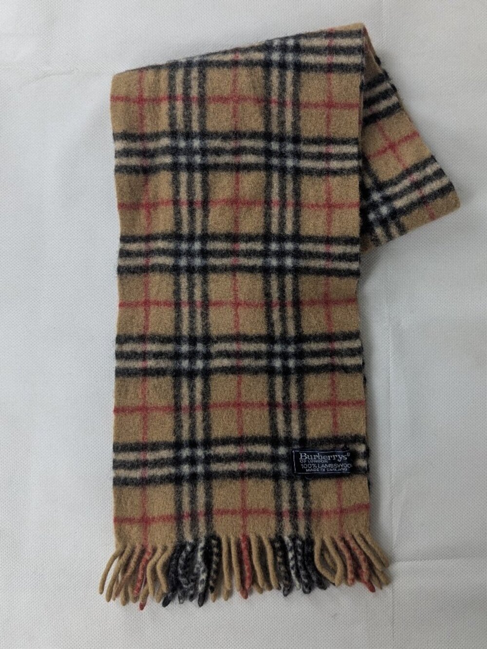 Burberry Check Beige Scarf Unisex | 100% Lambswool  Authentic | Used